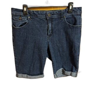 Women's St. John's Bay Jean Shorts Dark Wash Denim Size 14‎